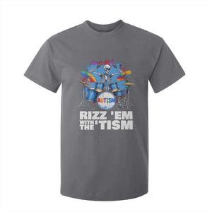 Autism Skeleton Meme T Shirt For Kid Rizz Em With The Tism Meme Autistic Drummer TS10 Charcoal Print Your Wear