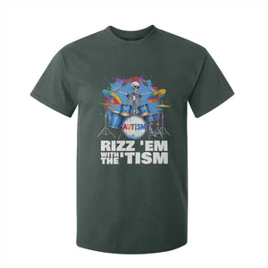 Autism Skeleton Meme T Shirt For Kid Rizz Em With The Tism Meme Autistic Drummer TS10 Dark Forest Green Print Your Wear