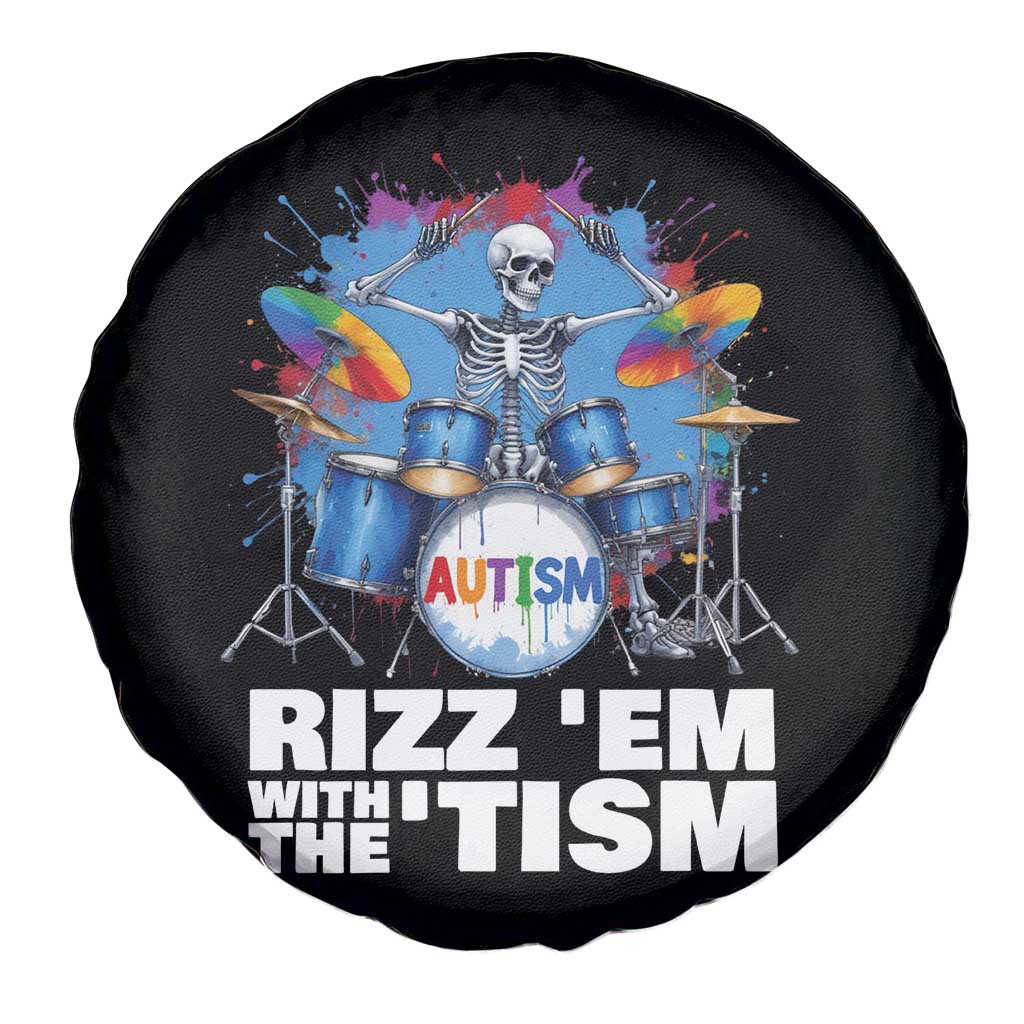 Autism Skeleton Meme Spare Tire Cover Rizz Em With The Tism Meme Autistic Drummer TS10 Print Your Wear
