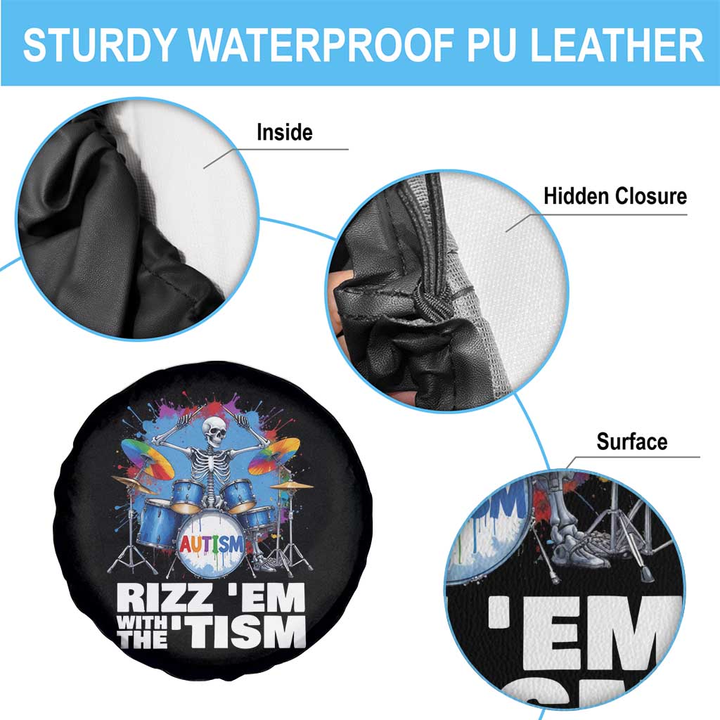 Autism Skeleton Meme Spare Tire Cover Rizz Em With The Tism Meme Autistic Drummer TS10 Print Your Wear