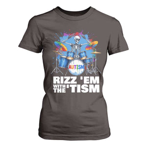 Autism Skeleton Meme T Shirt For Women Rizz Em With The Tism Meme Autistic Drummer TS10 Dark Chocolate Print Your Wear