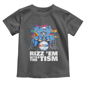 Autism Skeleton Meme Toddler T Shirt Rizz Em With The Tism Meme Autistic Drummer TS10 Dark Heather Print Your Wear