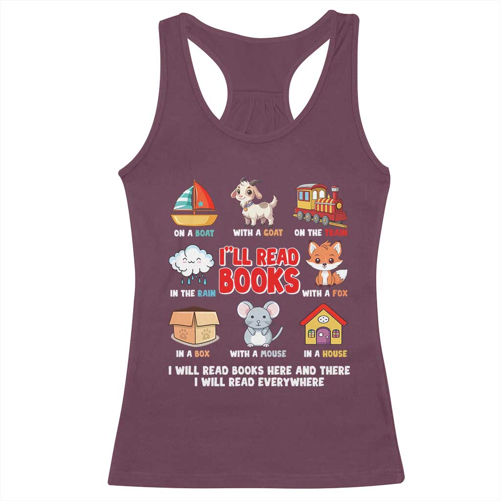 I Will Read Books On A Boat & Everywhere Reading Gifts Racerback Tank Top TS10 Maroon Print Your Wear
