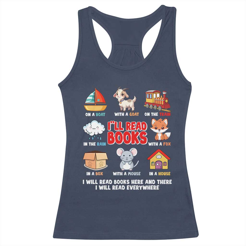 I Will Read Books On A Boat & Everywhere Reading Gifts Racerback Tank Top TS10 Navy Print Your Wear