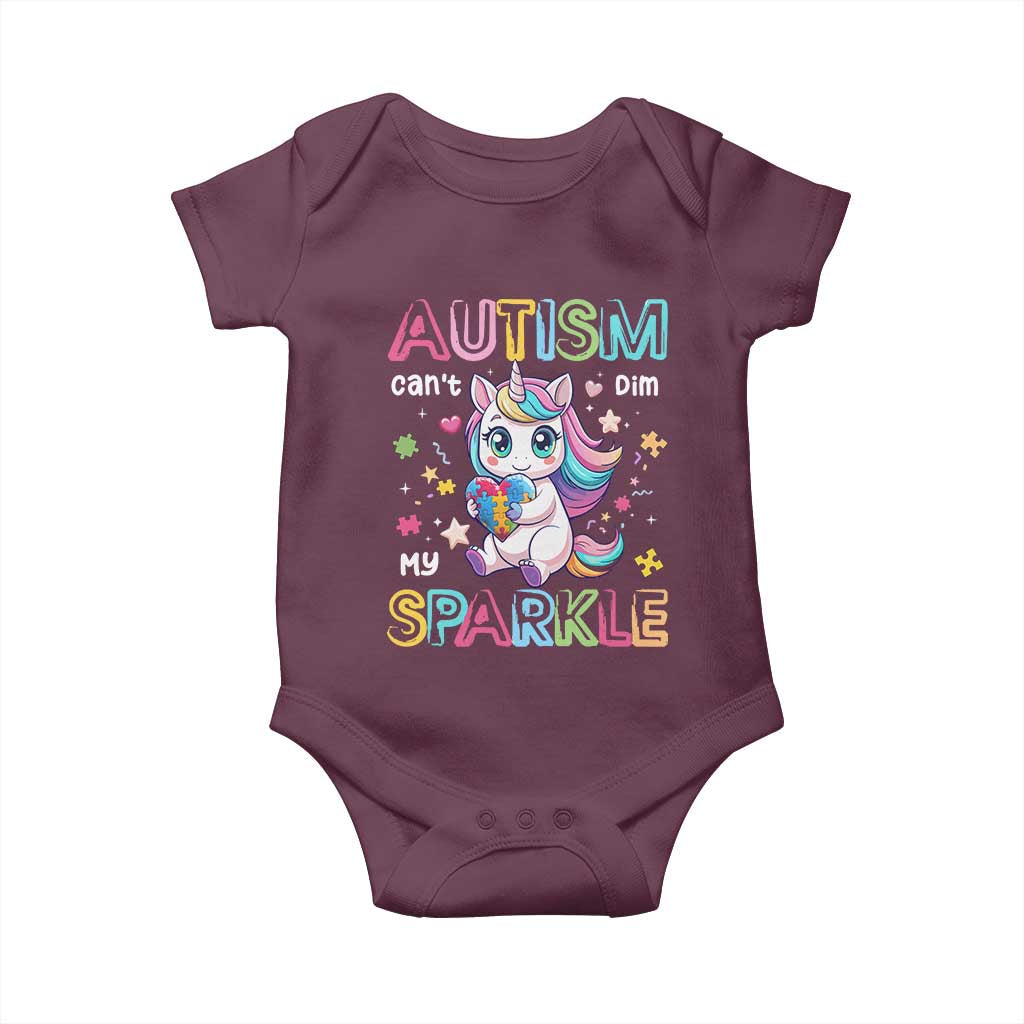 Autism Awareness Unicorn Baby Onesie For Autism Mom Girls TS10 Maroon Print Your Wear