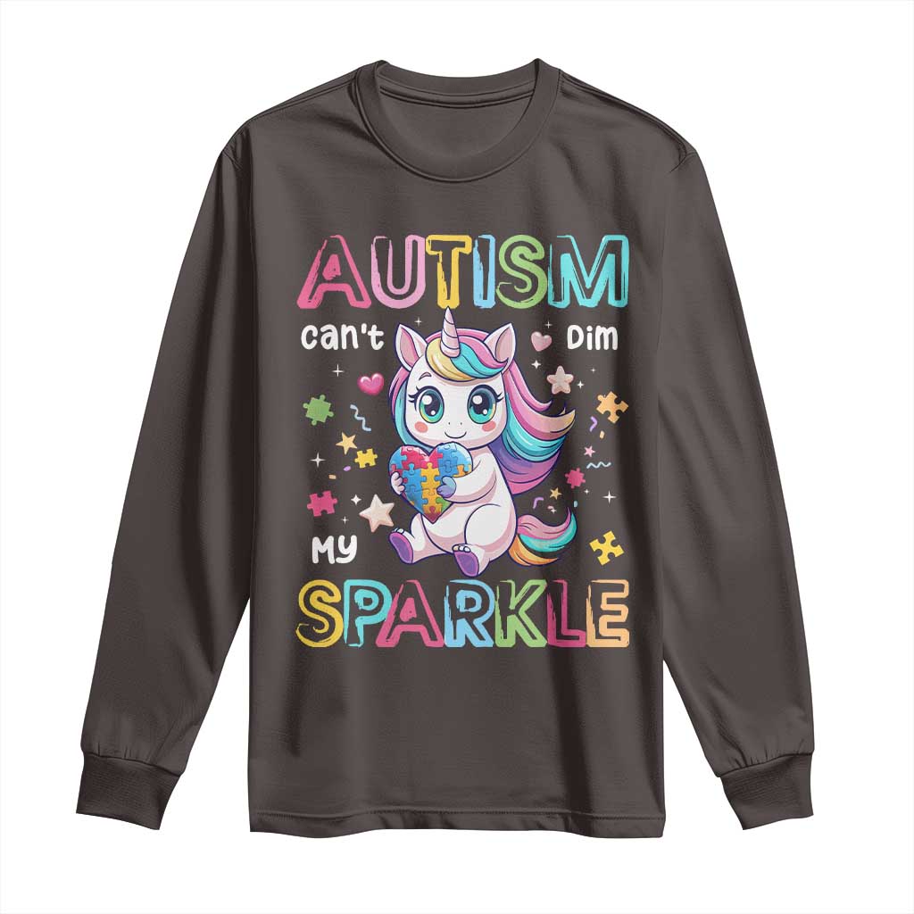 Autism Awareness Unicorn Long Sleeve Shirt For Autism Mom Girls TS10 Dark Chocolate Print Your Wear