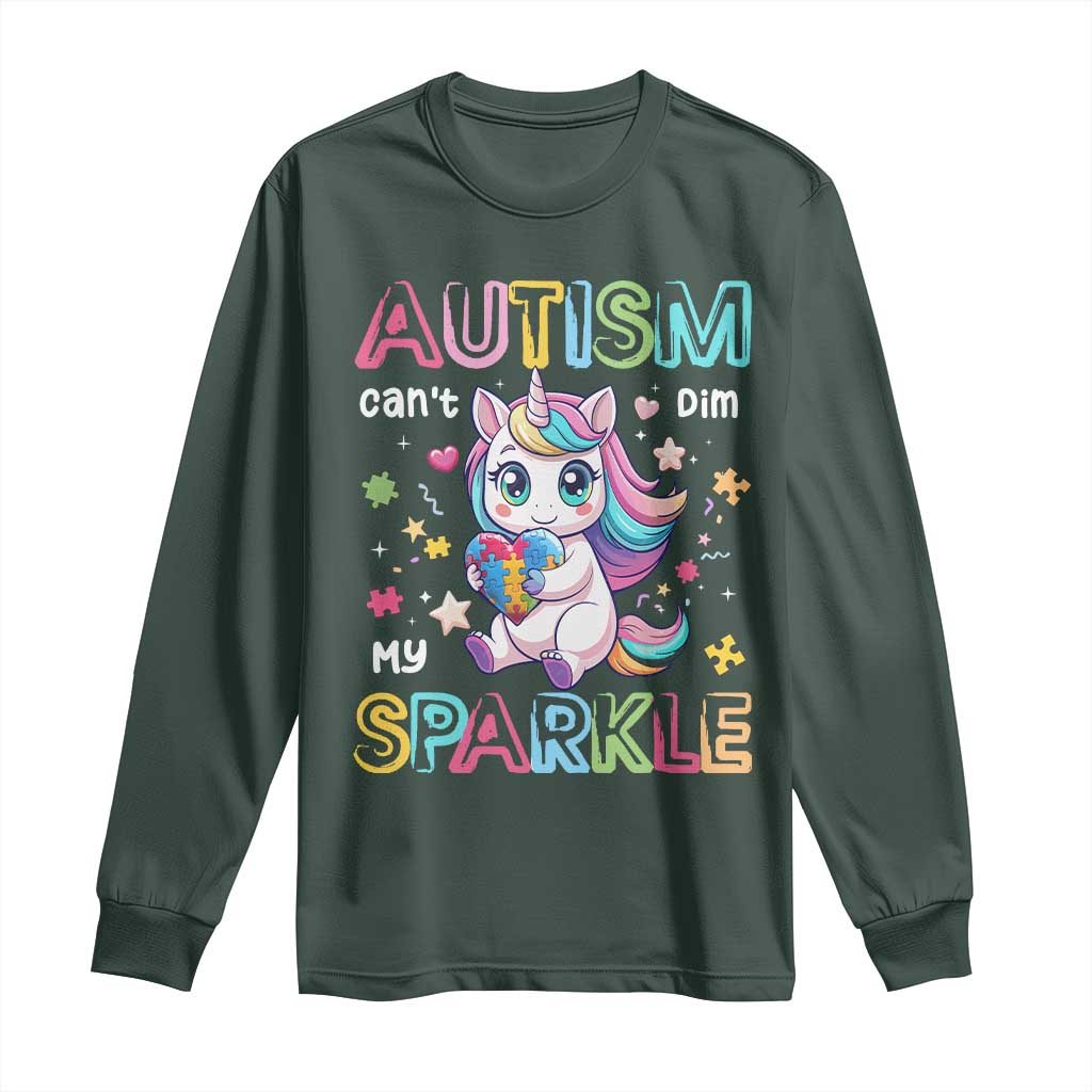 Autism Awareness Unicorn Long Sleeve Shirt For Autism Mom Girls TS10 Dark Forest Green Print Your Wear