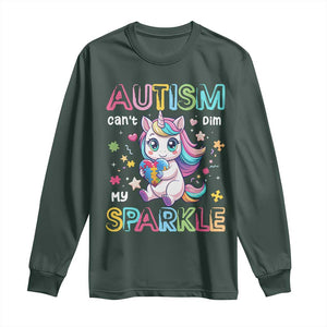 Autism Awareness Unicorn Long Sleeve Shirt For Autism Mom Girls TS10 Dark Forest Green Print Your Wear