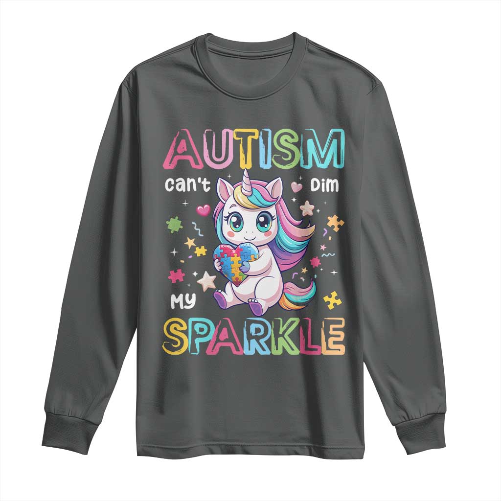 Autism Awareness Unicorn Long Sleeve Shirt For Autism Mom Girls TS10 Dark Heather Print Your Wear