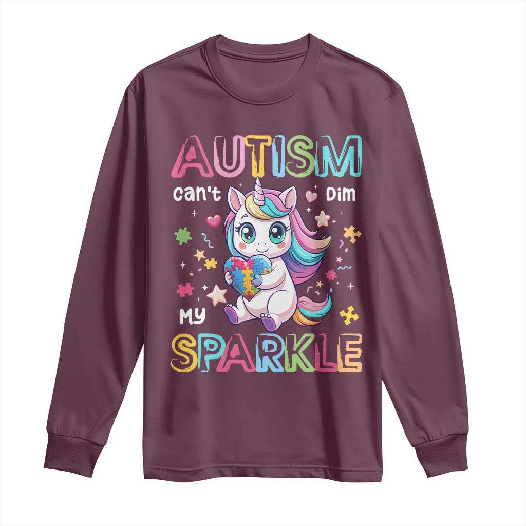 Autism Awareness Unicorn Long Sleeve Shirt For Autism Mom Girls TS10 Maroon Print Your Wear