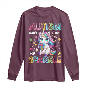 Autism Awareness Unicorn Long Sleeve Shirt For Autism Mom Girls TS10 Maroon Print Your Wear
