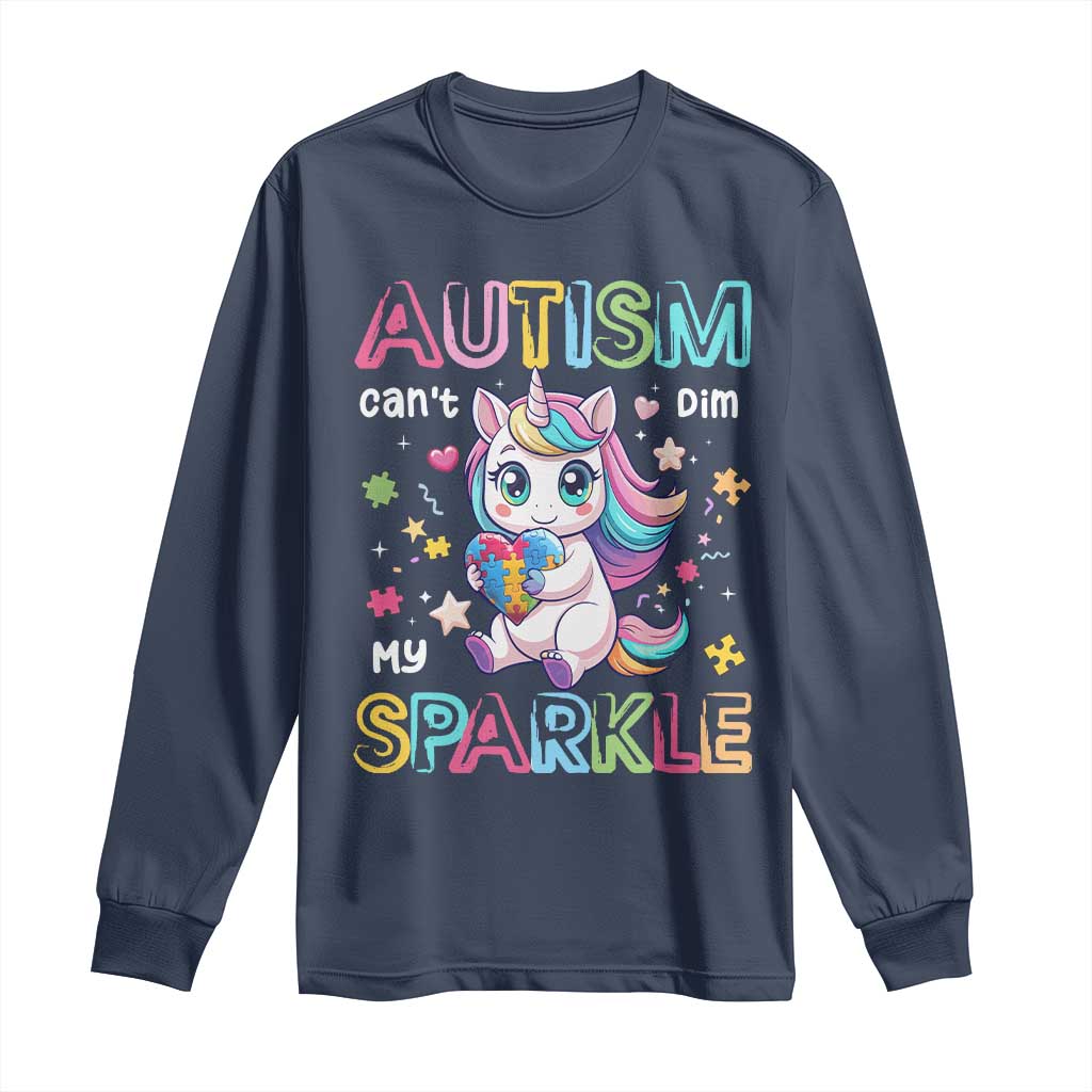 Autism Awareness Unicorn Long Sleeve Shirt For Autism Mom Girls TS10 Navy Print Your Wear