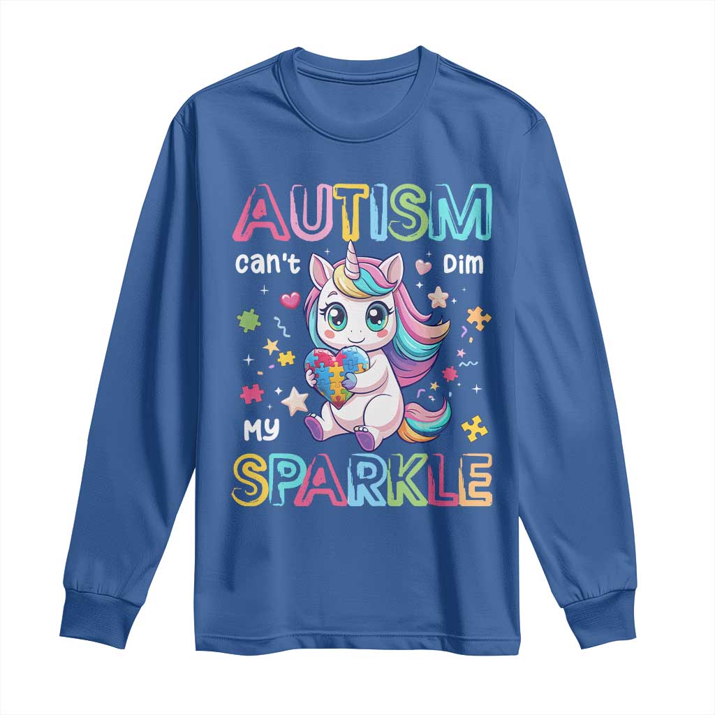 Autism Awareness Unicorn Long Sleeve Shirt For Autism Mom Girls TS10 Royal Blue Print Your Wear