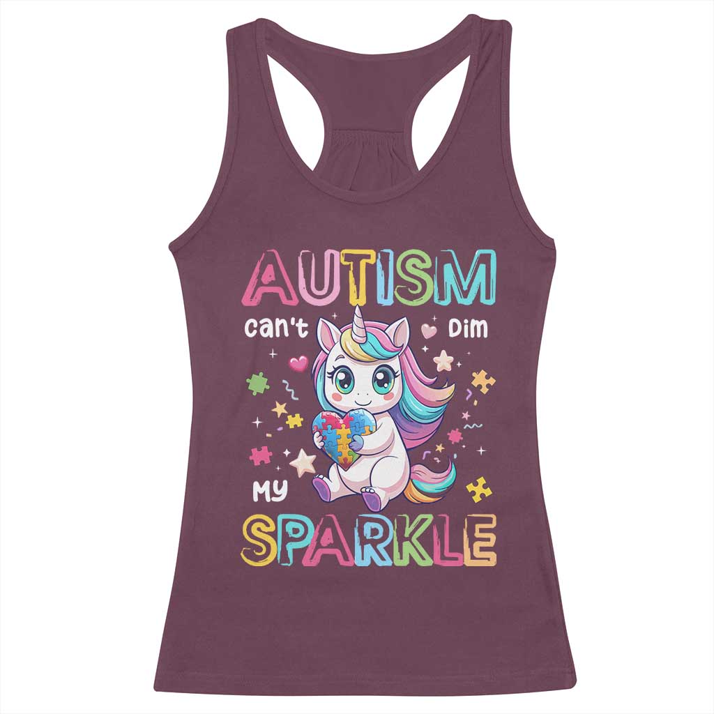 Autism Awareness Unicorn Racerback Tank Top For Autism Mom Girls TS10 Maroon Print Your Wear