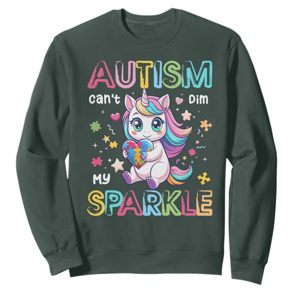 Autism Awareness Unicorn Sweatshirt For Autism Mom Girls TS10 Dark Forest Green Print Your Wear