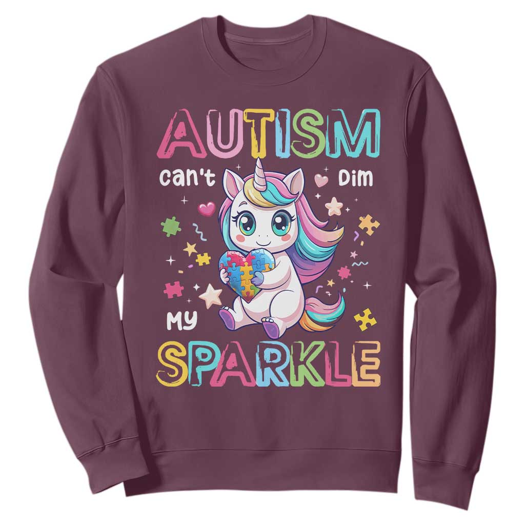 Autism Awareness Unicorn Sweatshirt For Autism Mom Girls TS10 Maroon Print Your Wear