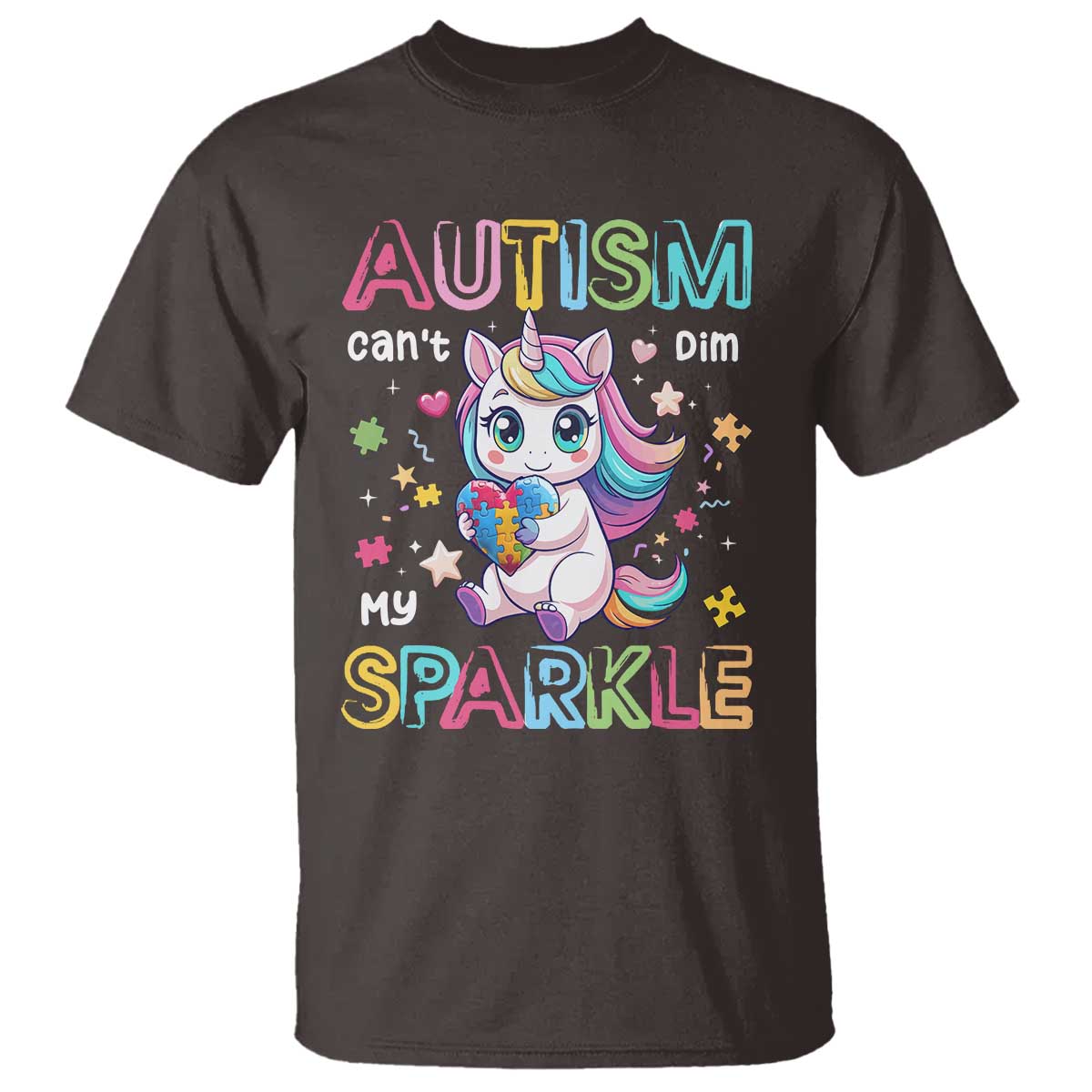 Autism Awareness Unicorn T Shirt For Autism Mom Girls TS10 Dark Chocolate Print Your Wear