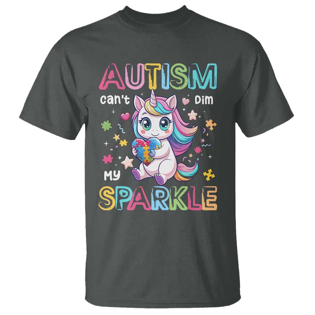 Autism Awareness Unicorn T Shirt For Autism Mom Girls TS10 Dark Heather Print Your Wear