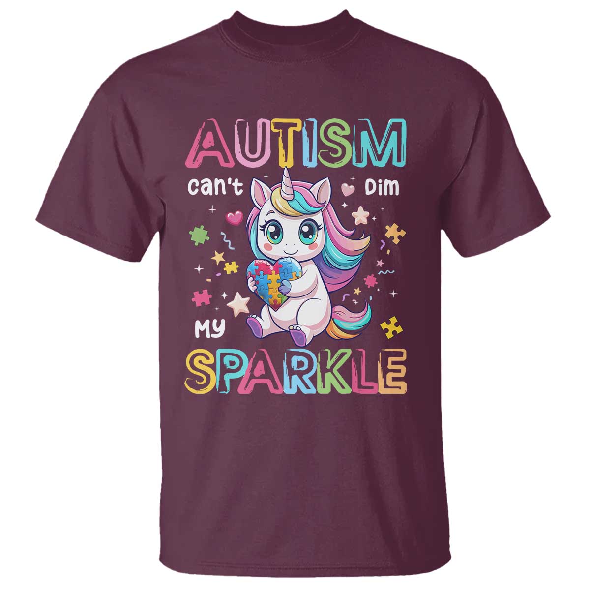 Autism Awareness Unicorn T Shirt For Autism Mom Girls TS10 Maroon Print Your Wear