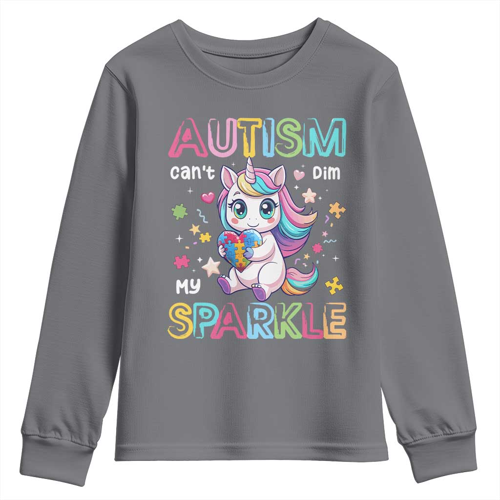 Autism Awareness Unicorn Youth Sweatshirt For Autism Mom Girls TS10 Charcoal Print Your Wear