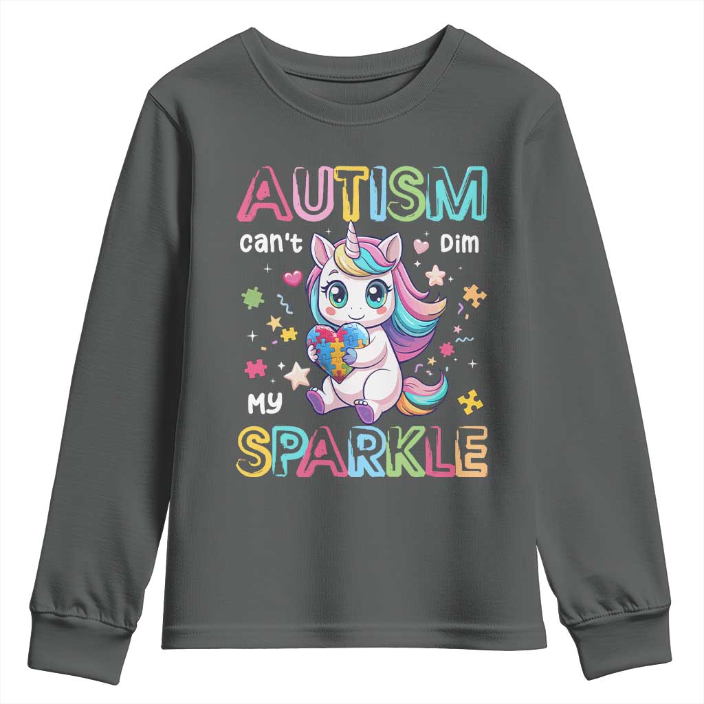Autism Awareness Unicorn Youth Sweatshirt For Autism Mom Girls TS10 Dark Heather Print Your Wear