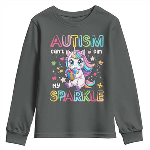 Autism Awareness Unicorn Youth Sweatshirt For Autism Mom Girls TS10 Dark Heather Print Your Wear