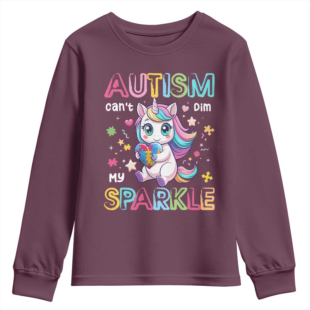 Autism Awareness Unicorn Youth Sweatshirt For Autism Mom Girls TS10 Maroon Print Your Wear
