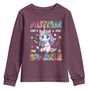 Autism Awareness Unicorn Youth Sweatshirt For Autism Mom Girls TS10 Maroon Print Your Wear