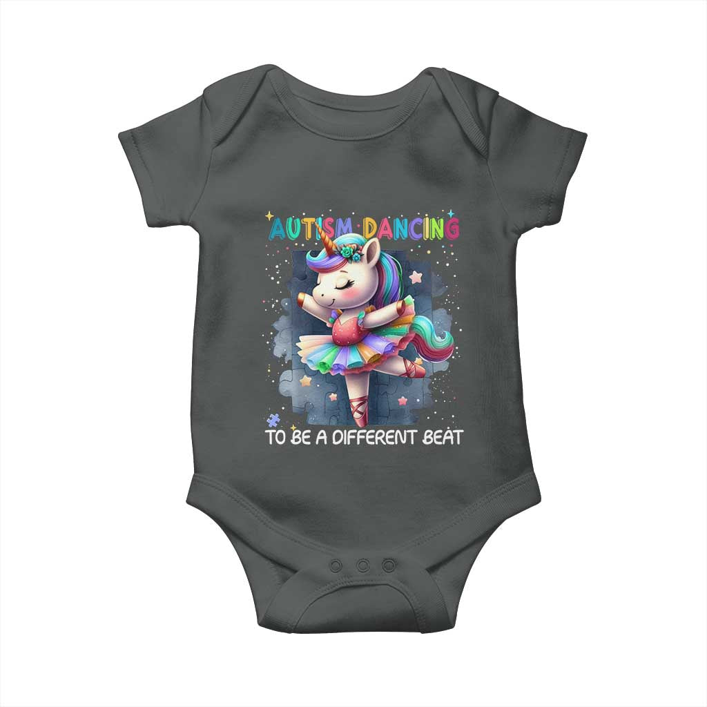 Autism Awareness Unicorn Baby Onesie Ballet Dancing To A Different Beat TS10 Dark Heather Print Your Wear