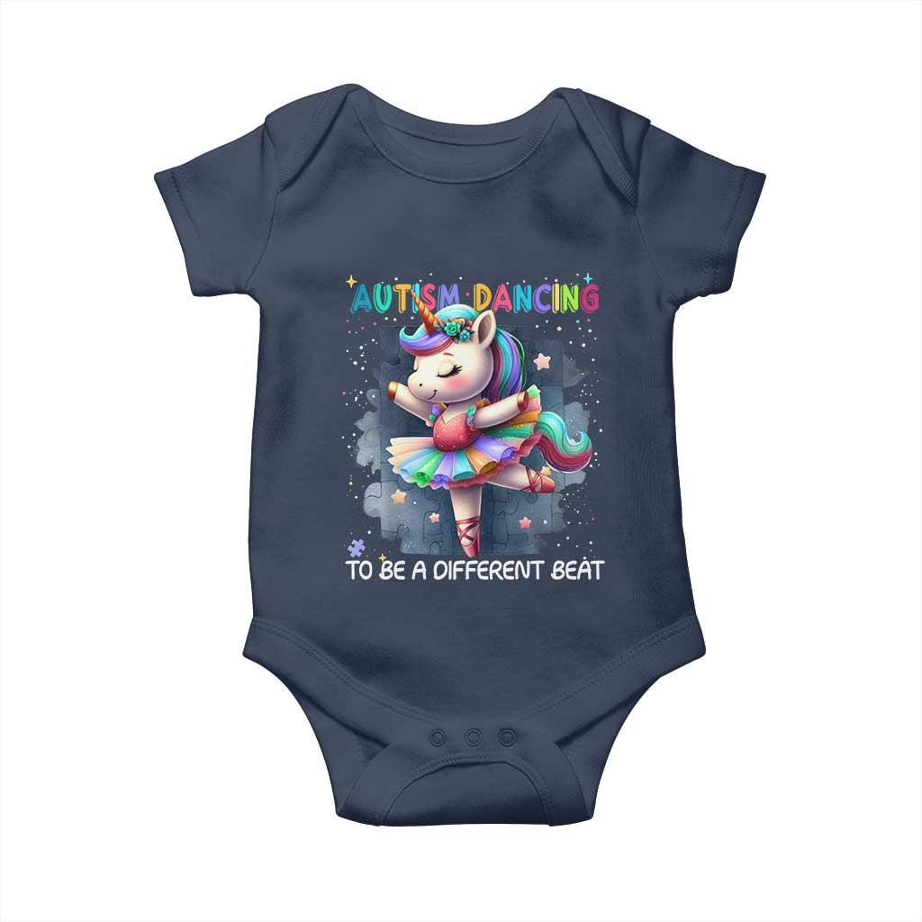Autism Awareness Unicorn Baby Onesie Ballet Dancing To A Different Beat TS10 Navy Print Your Wear