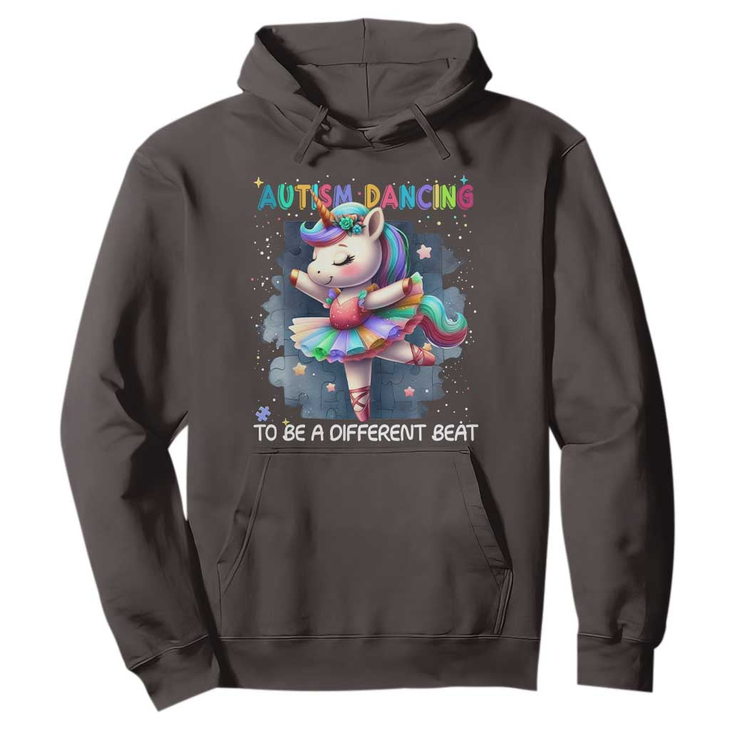 Autism Awareness Unicorn Hoodie Ballet Dancing To A Different Beat TS10 Dark Chocolate Print Your Wear