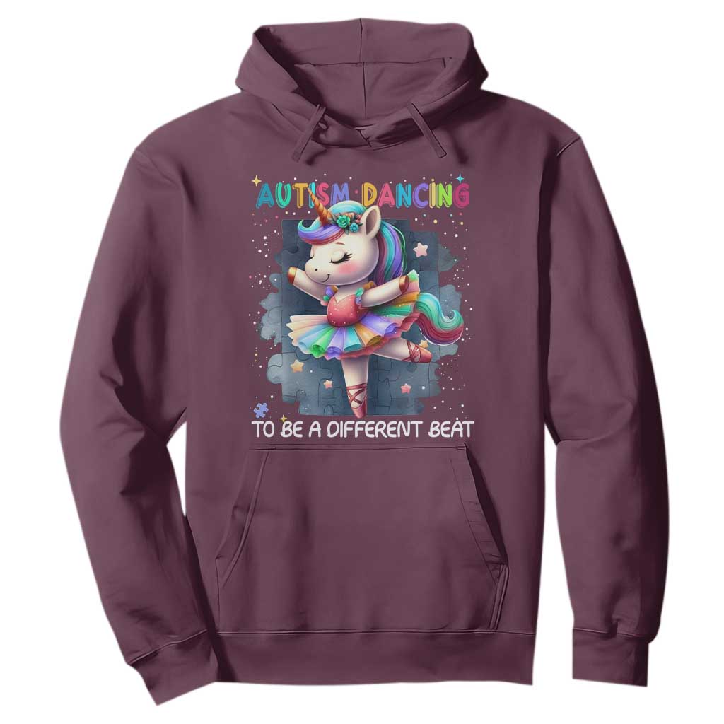 Autism Awareness Unicorn Hoodie Ballet Dancing To A Different Beat TS10 Maroon Print Your Wear