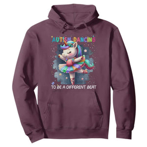 Autism Awareness Unicorn Hoodie Ballet Dancing To A Different Beat TS10 Maroon Print Your Wear
