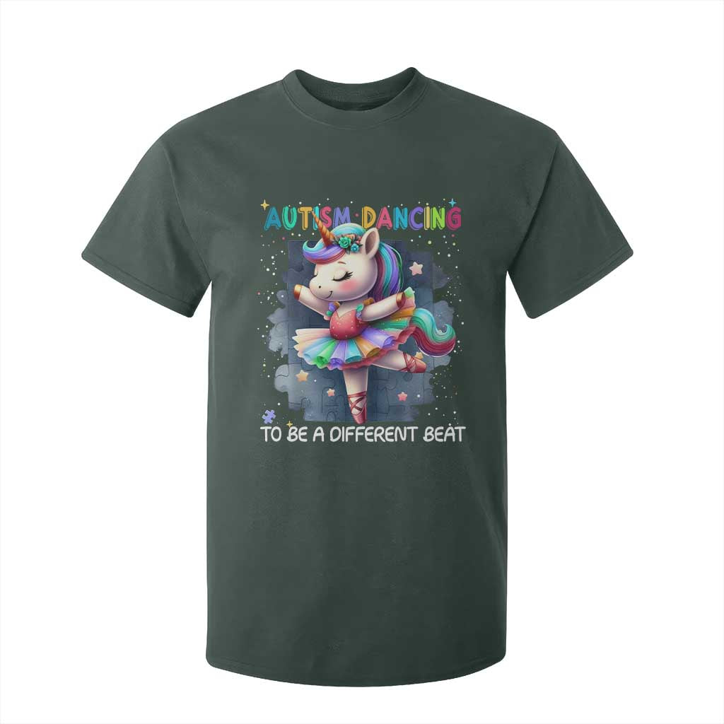 Autism Awareness Unicorn T Shirt For Kid Ballet Dancing To A Different Beat TS10 Dark Forest Green Print Your Wear