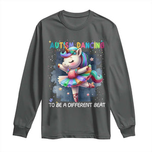 Autism Awareness Unicorn Long Sleeve Shirt Ballet Dancing To A Different Beat TS10 Dark Heather Print Your Wear