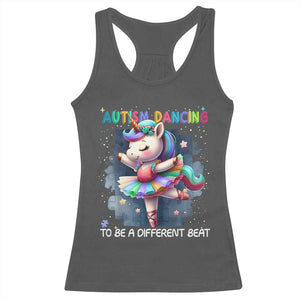 Autism Awareness Unicorn Racerback Tank Top Ballet Dancing To A Different Beat TS10 Dark Heather Print Your Wear