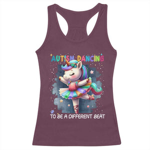 Autism Awareness Unicorn Racerback Tank Top Ballet Dancing To A Different Beat TS10 Maroon Print Your Wear