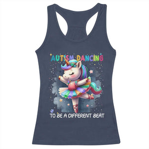 Autism Awareness Unicorn Racerback Tank Top Ballet Dancing To A Different Beat TS10 Navy Print Your Wear