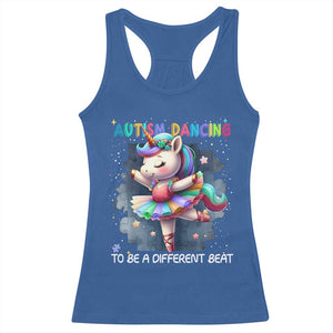 Autism Awareness Unicorn Racerback Tank Top Ballet Dancing To A Different Beat TS10 Royal Blue Print Your Wear