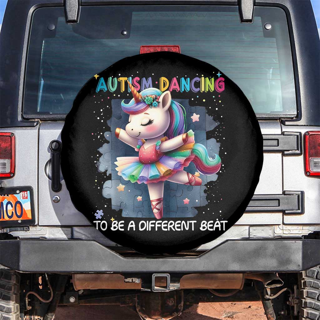 Autism Awareness Unicorn Spare Tire Cover Ballet Dancing To A Different Beat TS10 No hole Black Print Your Wear