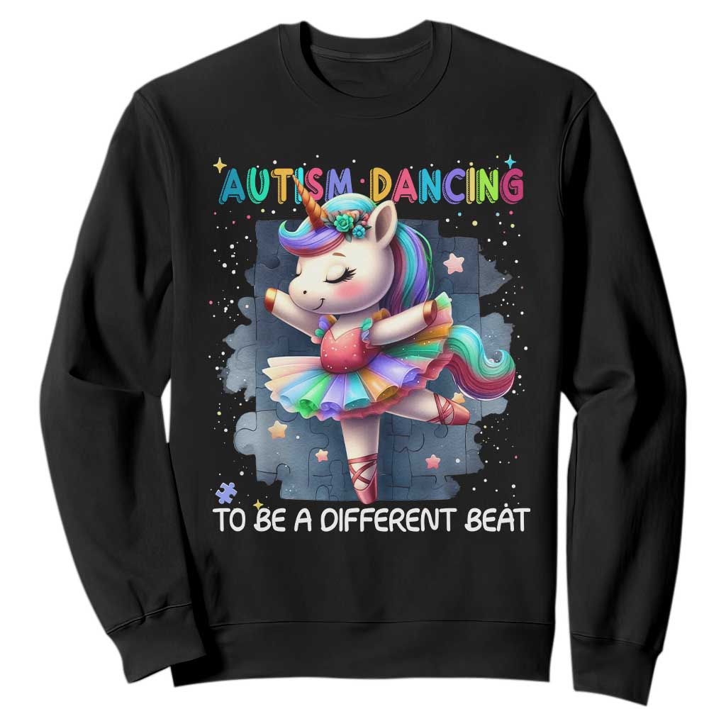 Autism Awareness Unicorn Sweatshirt Ballet Dancing To A Different Beat TS10 Black Print Your Wear