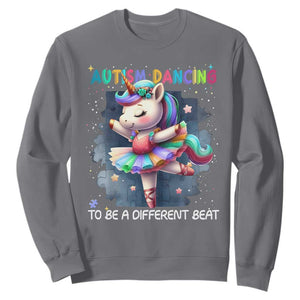 Autism Awareness Unicorn Sweatshirt Ballet Dancing To A Different Beat TS10 Charcoal Print Your Wear