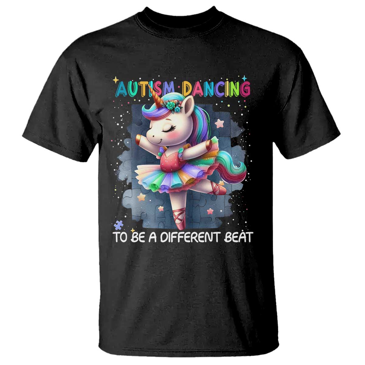 Autism Awareness Unicorn T Shirt Ballet Dancing To A Different Beat TS10 Black Print Your Wear
