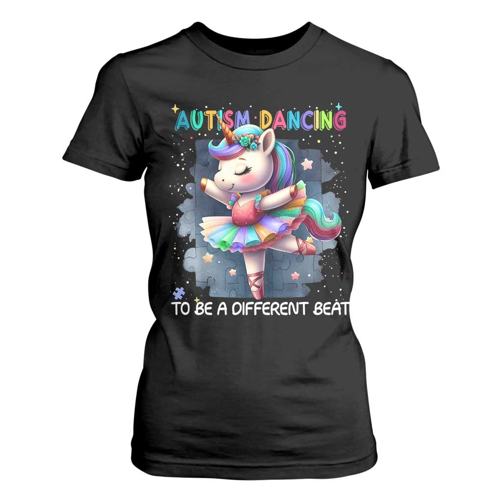 Autism Awareness Unicorn T Shirt For Women Ballet Dancing To A Different Beat TS10 Black Print Your Wear