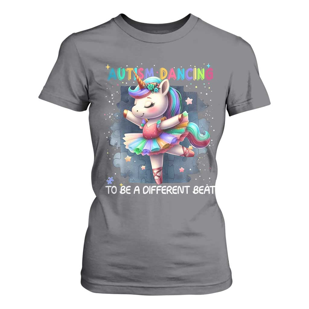 Autism Awareness Unicorn T Shirt For Women Ballet Dancing To A Different Beat TS10 Charcoal Print Your Wear