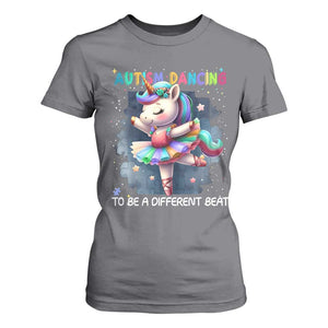 Autism Awareness Unicorn T Shirt For Women Ballet Dancing To A Different Beat TS10 Charcoal Print Your Wear