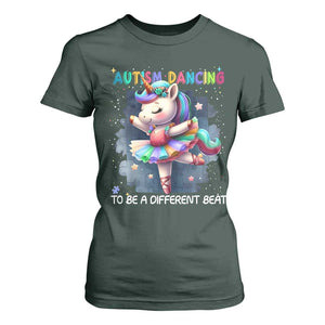 Autism Awareness Unicorn T Shirt For Women Ballet Dancing To A Different Beat TS10 Dark Forest Green Print Your Wear