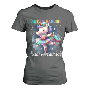 Autism Awareness Unicorn T Shirt For Women Ballet Dancing To A Different Beat TS10 Dark Heather Print Your Wear