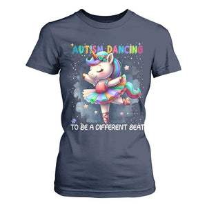Autism Awareness Unicorn T Shirt For Women Ballet Dancing To A Different Beat TS10 Navy Print Your Wear