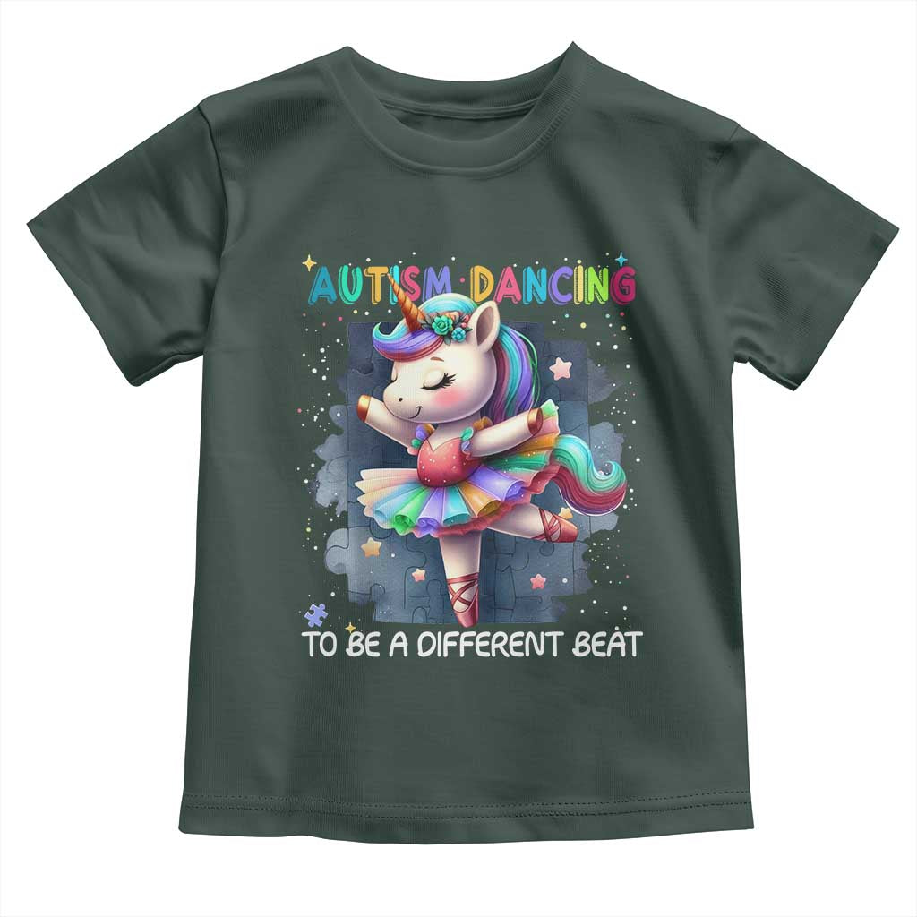 Autism Awareness Unicorn Toddler T Shirt Ballet Dancing To A Different Beat TS10 Dark Forest Green Print Your Wear